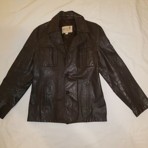 70's Vintage Leather Jacket Sz 40 Brown